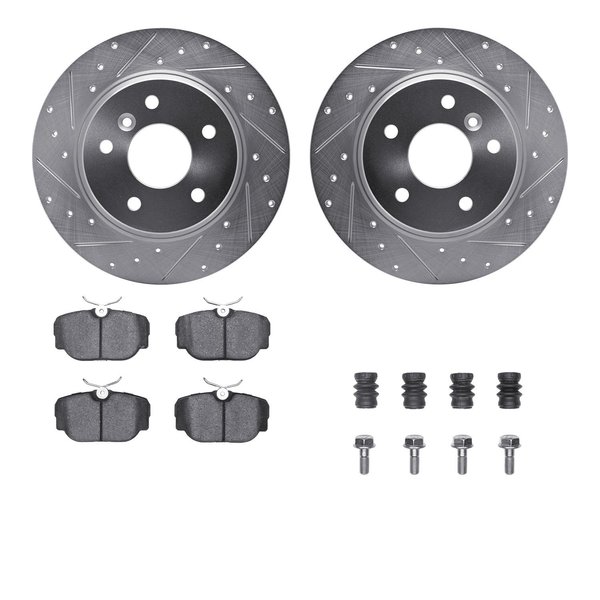 Dynamic Friction Co 7512-11001, Rotors-Drilled and Slotted-Silver w/ 5000 Advanced Brake Pads incl. Hardware, Zinc Coat 7512-11001
